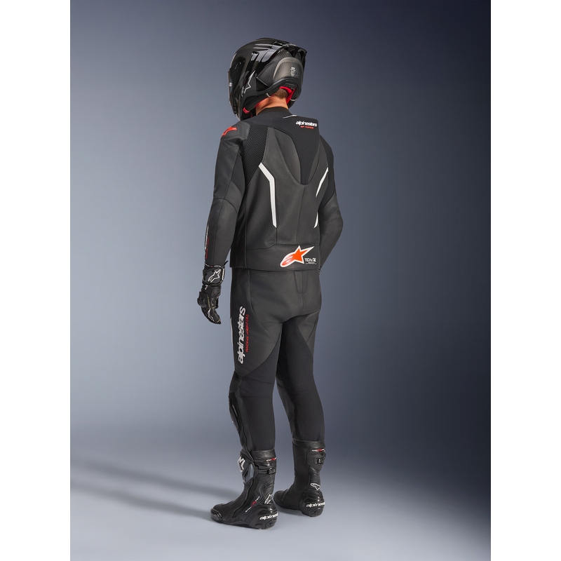 Δερμάτινη φόρμα δύο τεμαχίων Alpinestars GP Force V2 σε μαύρο-λευκό-φλουορ κόκκινο