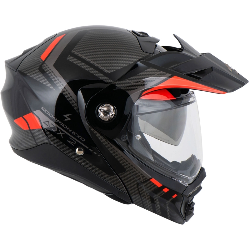 Κράνος μοτοσικλέτας Scorpion ADX-2 LEWIS με αναδιπλούμενο άνοιγμα, μαύρο-κόκκινο