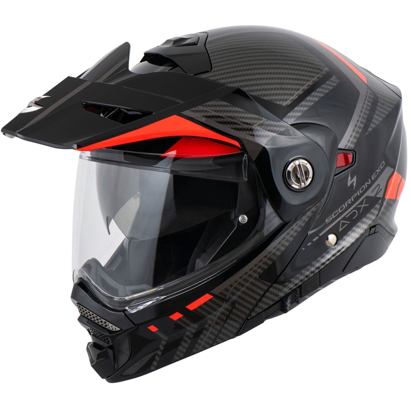 Κράνος μοτοσικλέτας Scorpion ADX-2 LEWIS με αναδιπλούμενο άνοιγμα, μαύρο-κόκκινο