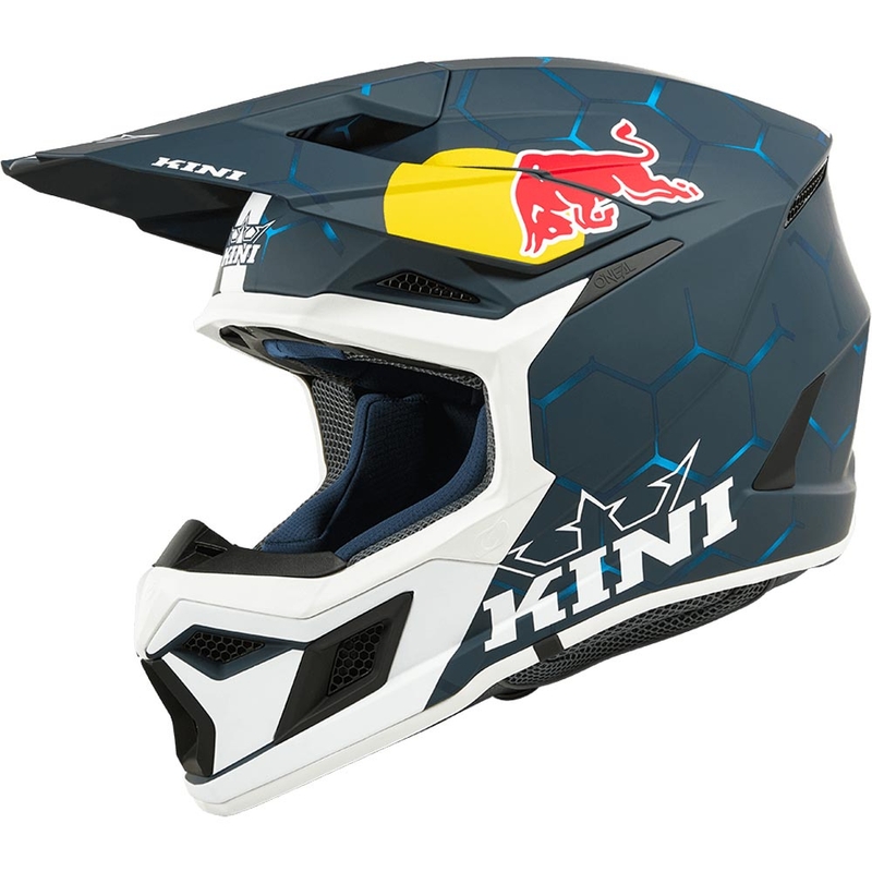 Παιδικό κράνος motocross KINI Red Bull MX3 1.0 μπλε-λευκό