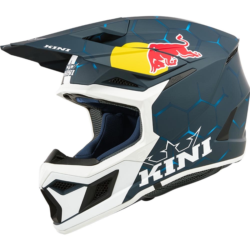Παιδικό κράνος motocross KINI Red Bull MX3 1.0 μπλε-λευκό