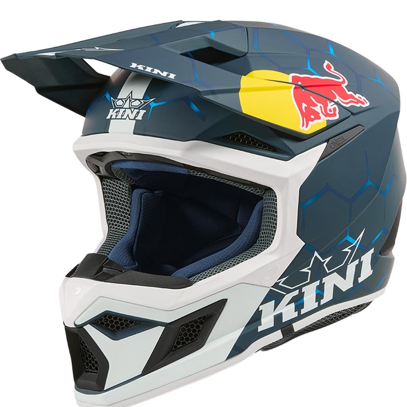 Παιδικό κράνος motocross KINI Red Bull MX3 1.0 μπλε-λευκό