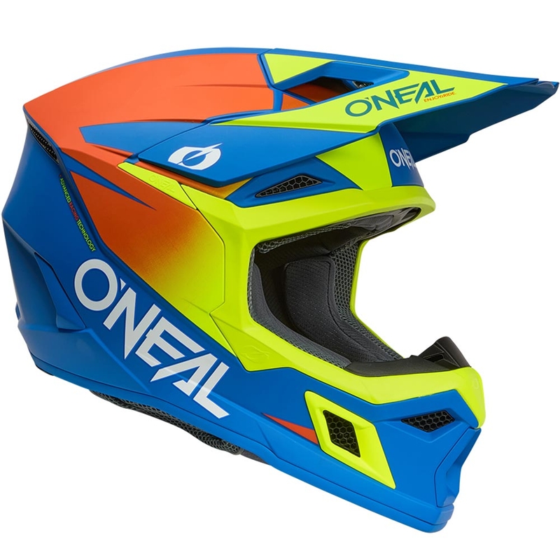 Παιδικό κράνος motocross O'Neal 3SRS Μονόχρωμο ματ μπλε-φλουορ κίτρινο