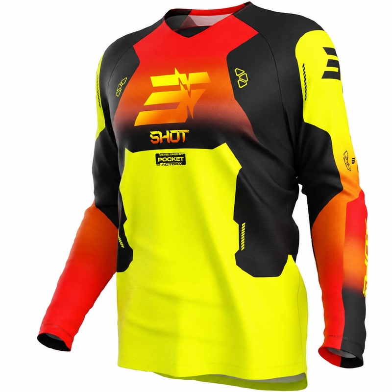 Παιδική φανέλα μοτοκρός Shot Draw Rocket, fluoro κίτρινο