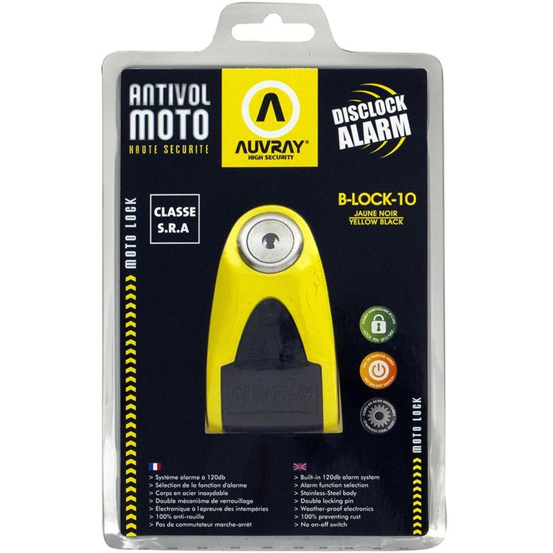 Κλείδωμα δισκόφρενου Auvray B-Lock 10 Συναγερμός 120 dB κίτρινο