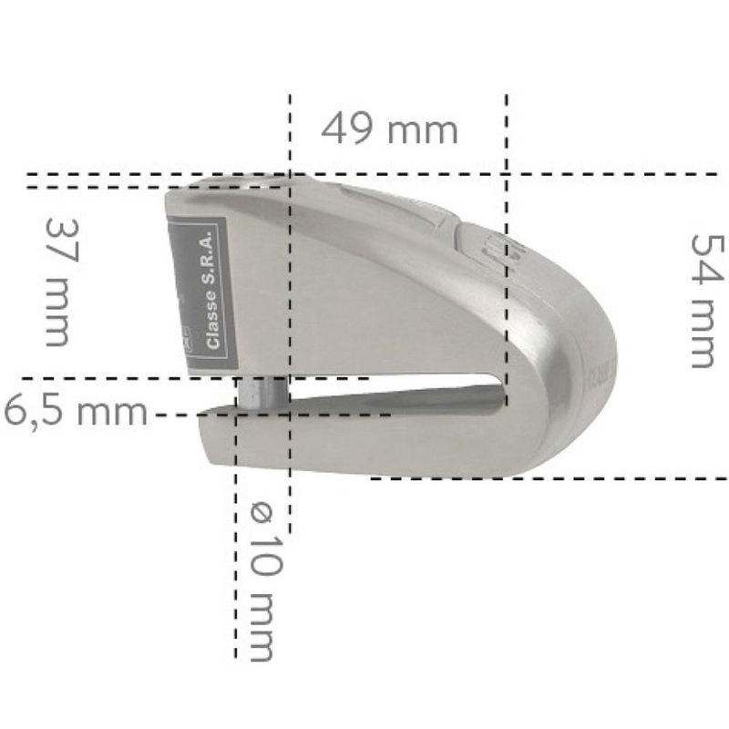 Κλείδωμα δισκόφρενου Auvray B-Lock 10 με συναγερμό 120 dB, ατσάλινο ασημί