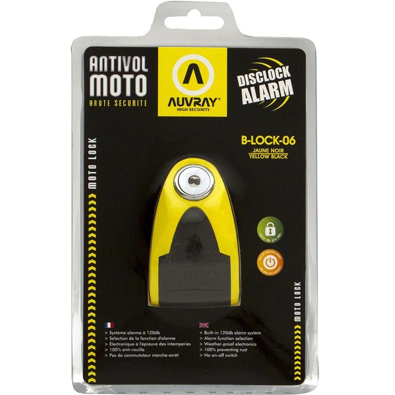 Κλείδωμα δισκόφρενου Auvray B-Lock 06 με συναγερμό 120 dB, κίτρινο