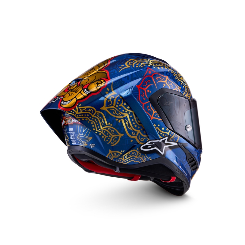 Κράνος μοτοσικλέτας full-face Alpinestars Supertech R10 Marthainator περιορισμένης έκδοσης JORGE MARTIN μπλε μαργαριταρένιο χρυσό κόκκινο