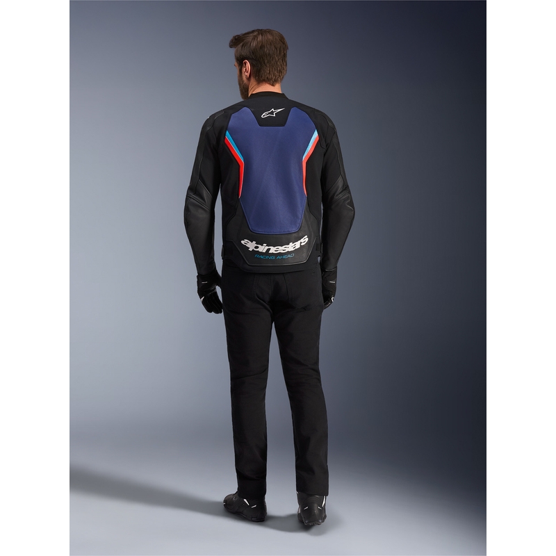 Δερμάτινο μπουφάν μοτοσικλέτας Alpinestars GP Force V2 μαύρο-μπλε-φλουορ κόκκινο
