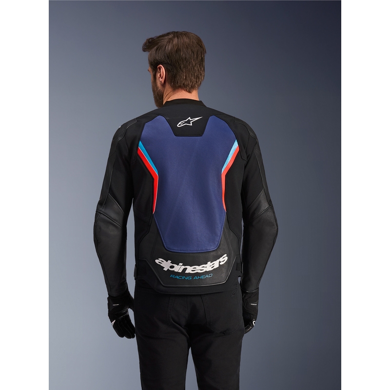 Δερμάτινο μπουφάν μοτοσικλέτας Alpinestars GP Force V2 μαύρο-μπλε-φλουορ κόκκινο