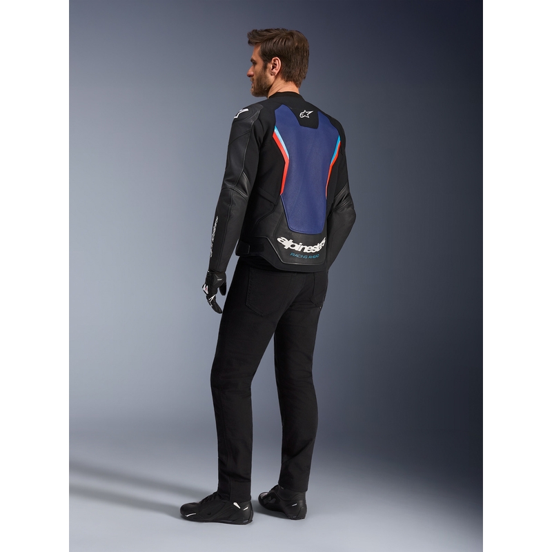 Δερμάτινο μπουφάν μοτοσικλέτας Alpinestars GP Force V2 μαύρο-μπλε-φλουορ κόκκινο