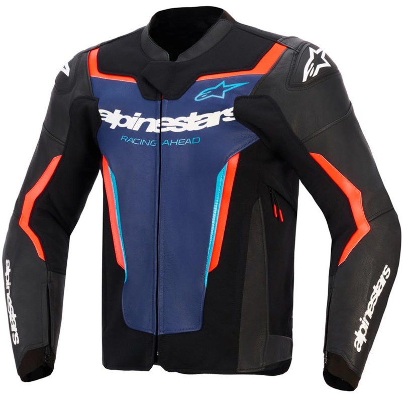 Δερμάτινο μπουφάν μοτοσικλέτας Alpinestars GP Force V2 μαύρο-μπλε-φλουορ κόκκινο