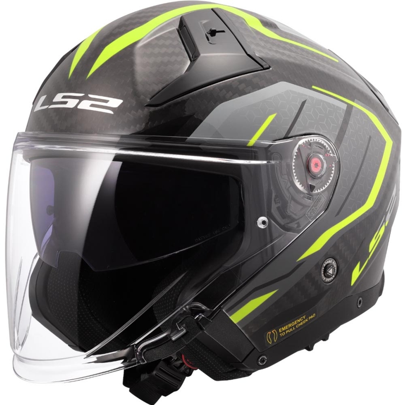 Κράνος μοτοσικλέτας ανοιχτού τύπου LS2 OF603 Infinity II C Urus fluor κίτρινο