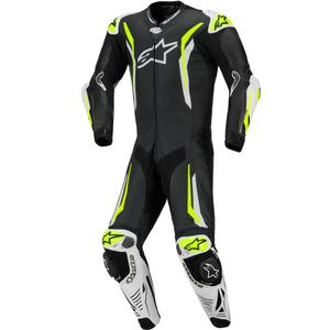 Ολόσωμη δερμάτινη φόρμα μοτοσικλέτας Alpinestars GP TECH V5 σε μαύρο-λευκό-φλουορ κίτρινο