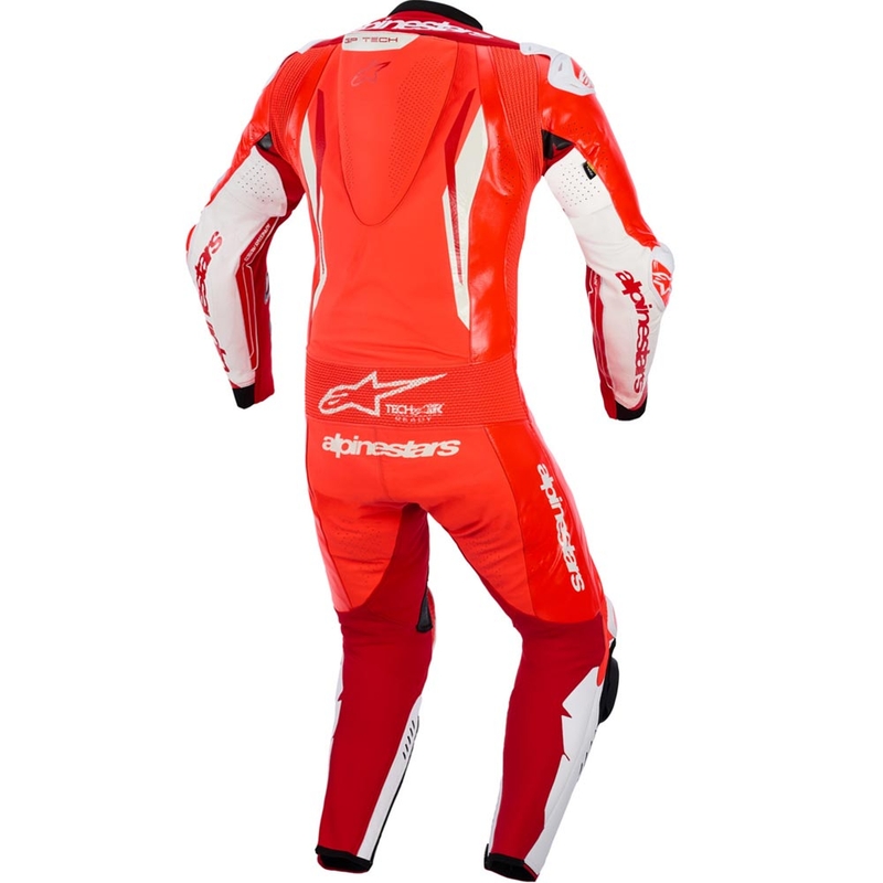 Ολόσωμη φόρμα μοτοσικλέτας Alpinestars GP TECH V5 από δέρμα σε φθορίζον κόκκινο-κόκκινο-λευκό