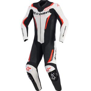 Ολόσωμη φόρμα μοτοσικλέτας Alpinestars GP FORCE V2 σε λευκό-μαύρο-φλουορ κόκκινο