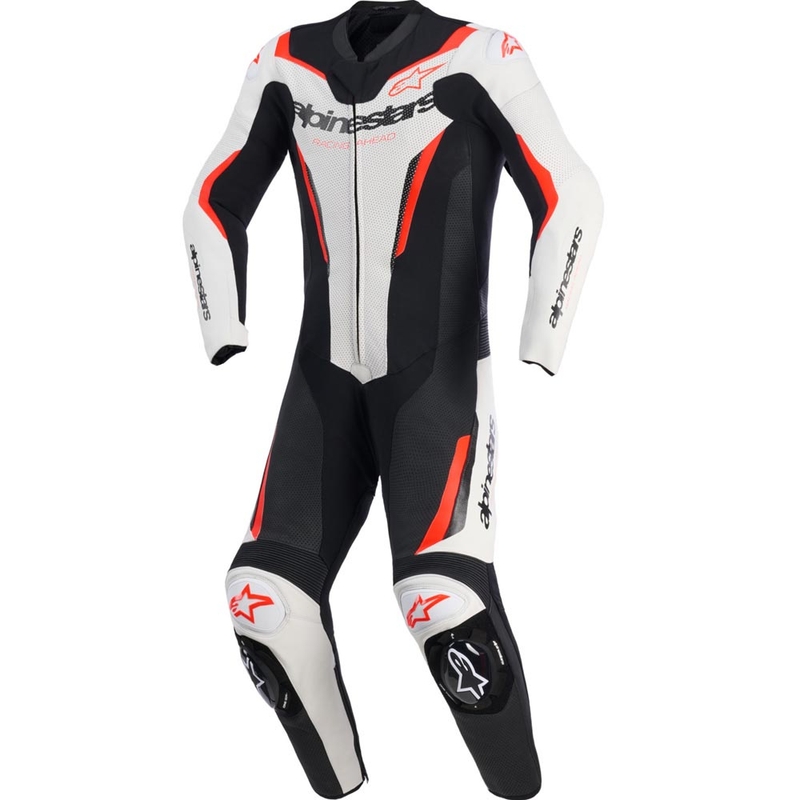 Ολόσωμη φόρμα μοτοσικλέτας Alpinestars GP FORCE V2 σε λευκό-μαύρο-φλουορ κόκκινο