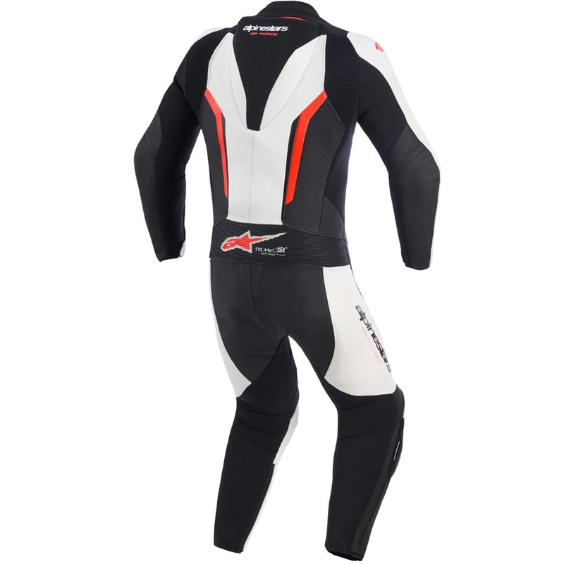 Ολόσωμη φόρμα μοτοσικλέτας Alpinestars GP FORCE V2 σε λευκό-μαύρο-φλουορ κόκκινο