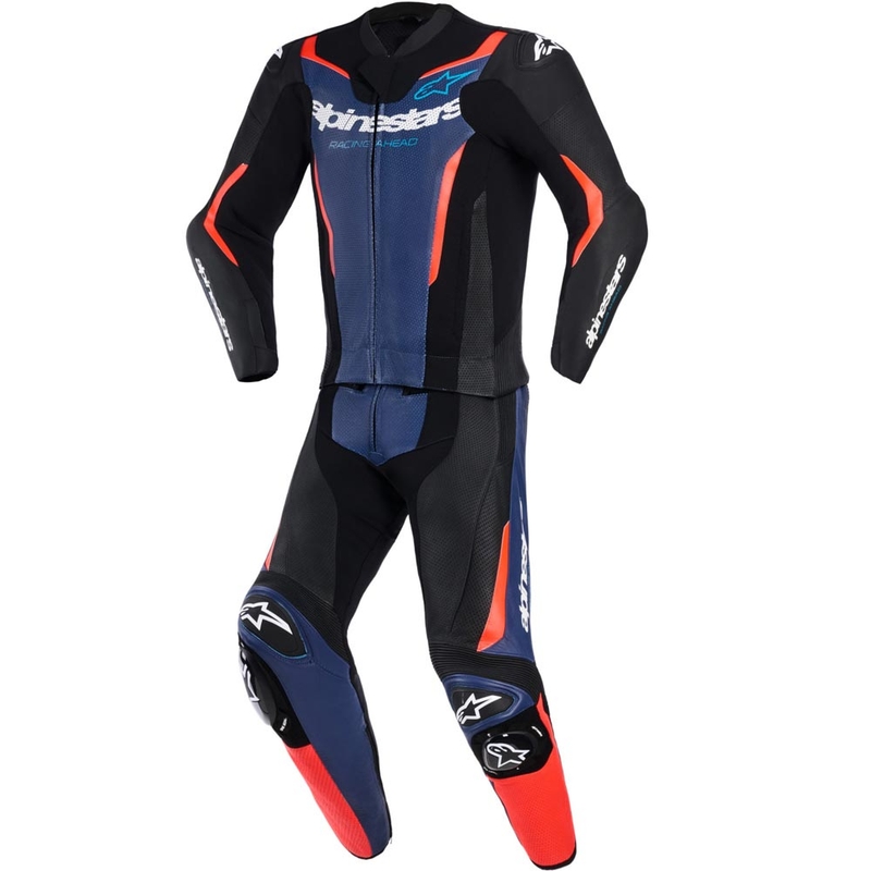 Φόρμα μοτοσικλέτας δύο τεμαχίων Alpinestars GP Force V2 μαύρο-μπλε-φλουορ κόκκινο