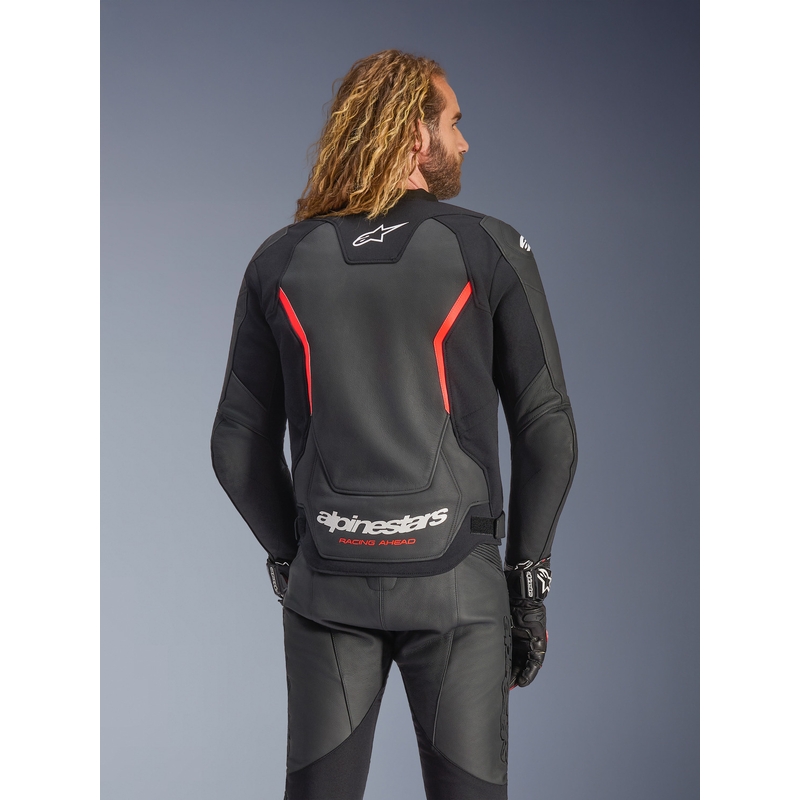 Δερμάτινο μπουφάν μοτοσικλέτας Alpinestars GP Force V2 μαύρο-φλουορ κόκκινο-λευκό