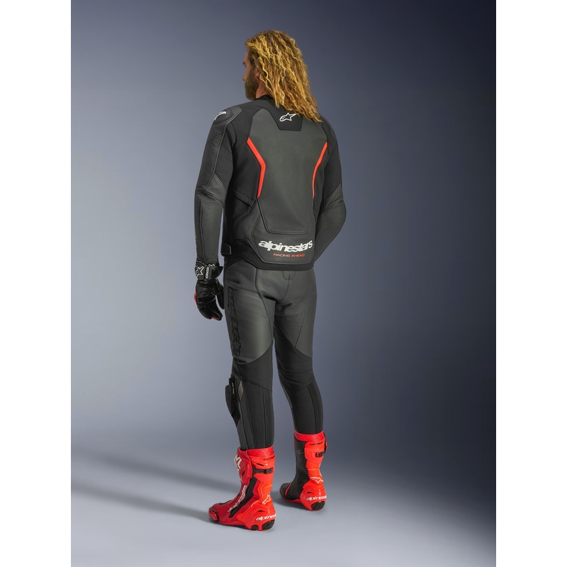 Δερμάτινο μπουφάν μοτοσικλέτας Alpinestars GP Force V2 μαύρο-φλουορ κόκκινο-λευκό