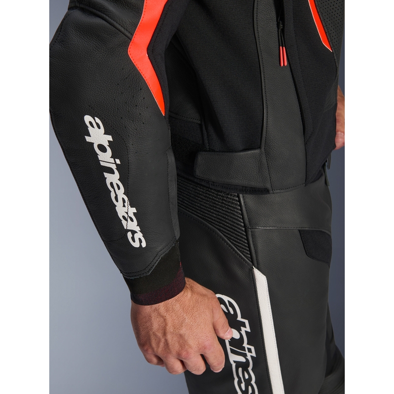 Δερμάτινο μπουφάν μοτοσικλέτας Alpinestars GP Force V2 μαύρο-φλουορ κόκκινο-λευκό