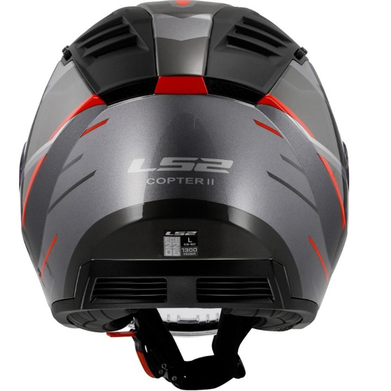Κράνος μοτοσικλέτας ανοιχτού τύπου LS2 OF600 Copter II Diston γκρι-κόκκινο