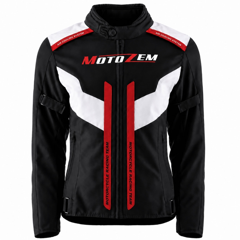 Γυναικείο μπουφάν μοτοσικλέτας Motozem Team 2 μαύρο-άσπρο