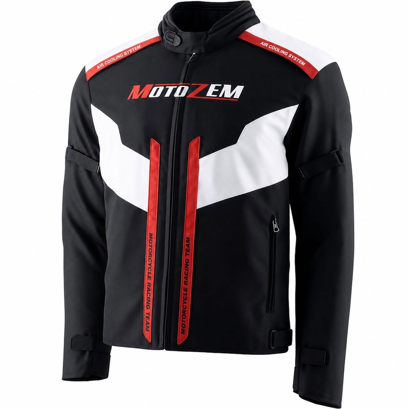 Μπουφάν μοτοσικλέτας Motozem Team 2 μαύρο-άσπρο