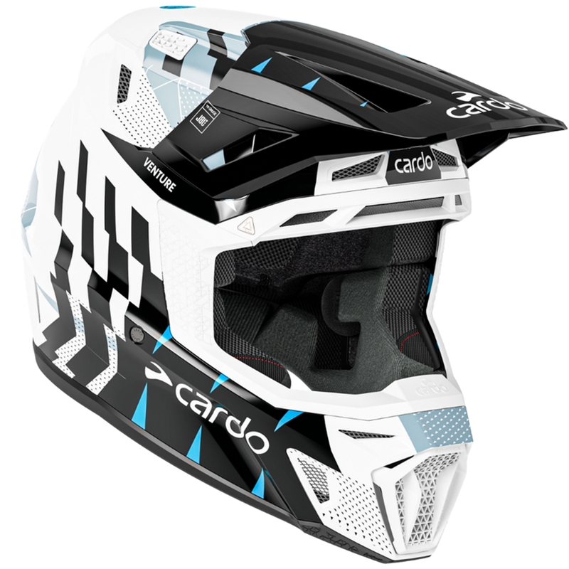 Κράνος Motocross με ενδοεπικοινωνία Cardo Venture μαύρο-άσπρο-γκρι