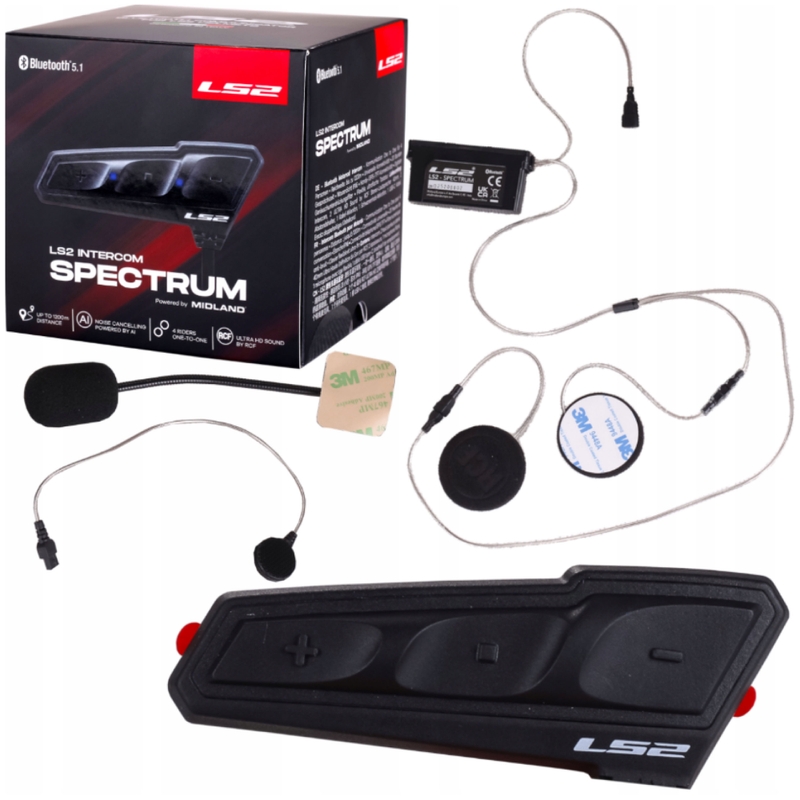 Ενδοεπικοινωνία Bluetooth για μοτοσικλέτα LS2 Spectrum μαύρο