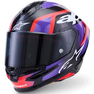 Κράνος μοτοσικλέτας Alpinestars S-R7 Lumen full-face μαύρο-μωβ-φλουορ κόκκινο-λευκό