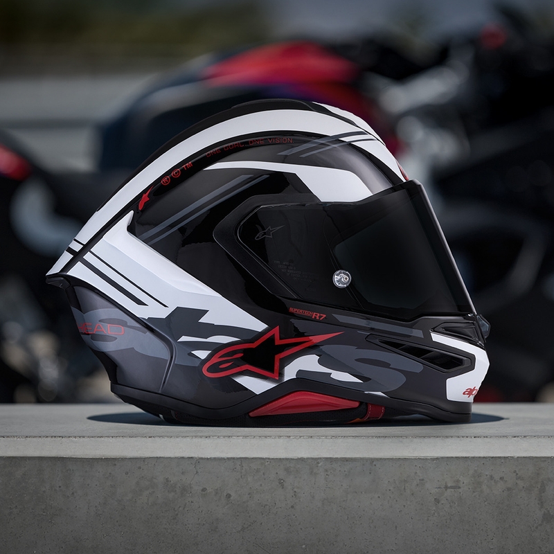 Κράνος μοτοσικλέτας Alpinestars S-R7 A-Core full-face μαύρο-άσπρο-κόκκινο