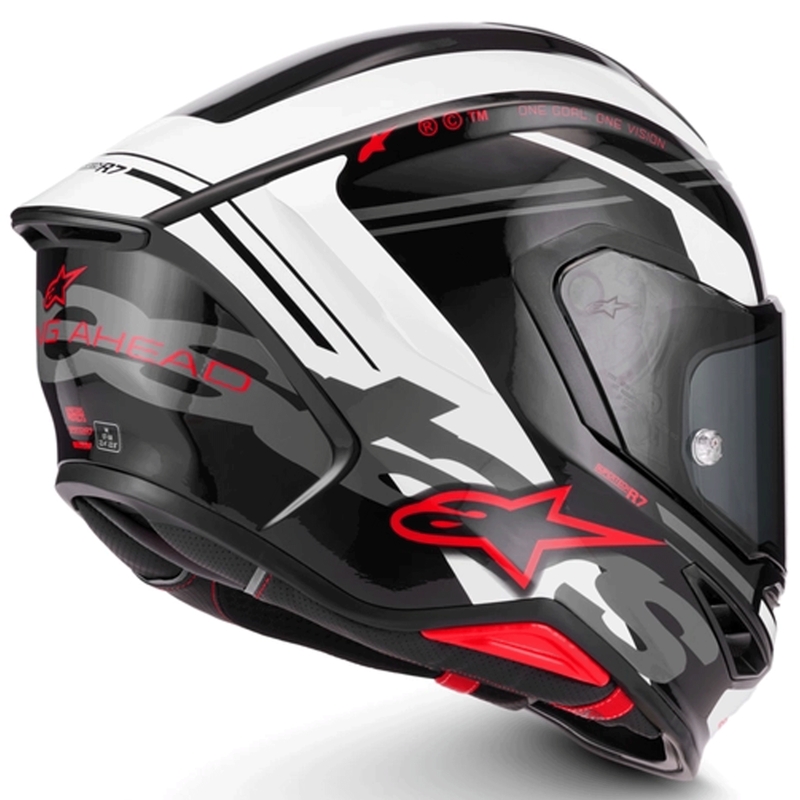 Κράνος μοτοσικλέτας Alpinestars S-R7 A-Core full-face μαύρο-άσπρο-κόκκινο