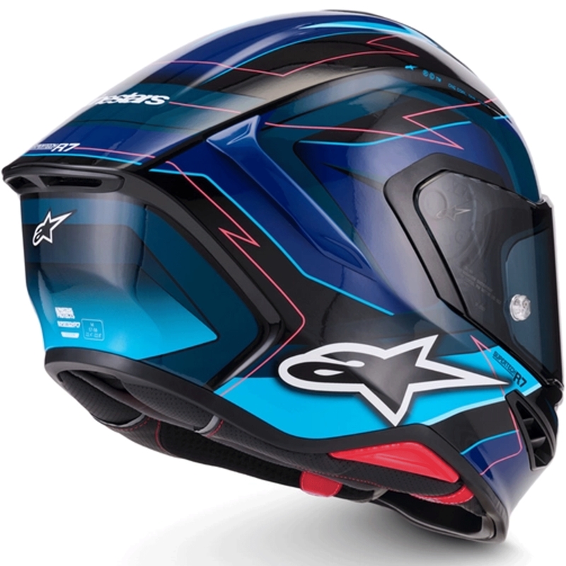 Κράνος μοτοσικλέτας Alpinestars S-R7 Kinetis full-face μαύρο-μπλε-φλουορ ροζ-λευκό