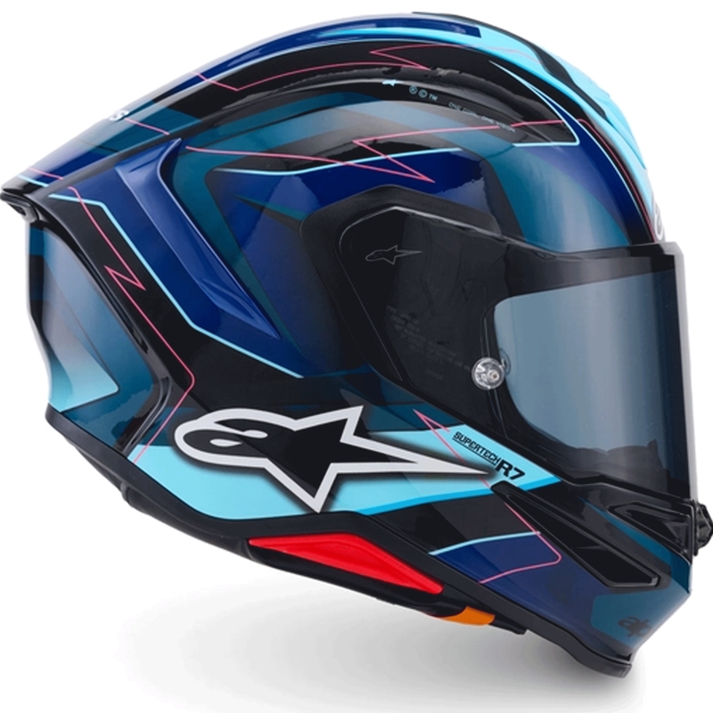 Κράνος μοτοσικλέτας Alpinestars S-R7 Kinetis full-face μαύρο-μπλε-φλουορ ροζ-λευκό