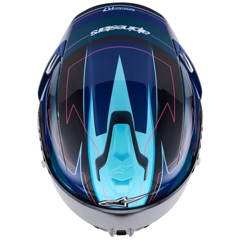 Κράνος μοτοσικλέτας Alpinestars S-R7 Kinetis full-face μαύρο-μπλε-φλουορ ροζ-λευκό