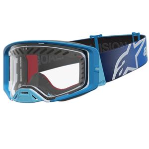 Γυαλιά motocross Alpinestars Supertech Dura Air Fluid μπλε-ασημί με διαφανές πλεξιγκλάς