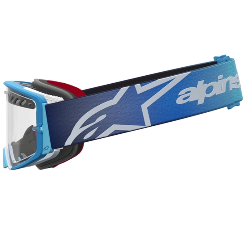 Γυαλιά motocross Alpinestars Supertech Dura Air Fluid μπλε-ασημί με διαφανές πλεξιγκλάς