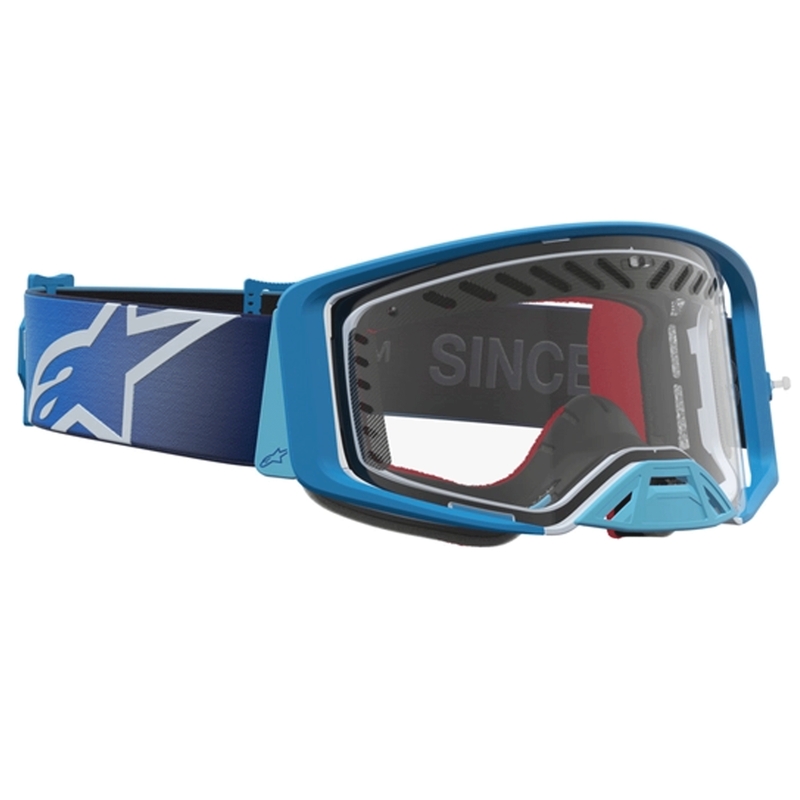 Γυαλιά motocross Alpinestars Supertech Dura Air Fluid μπλε-ασημί με διαφανές πλεξιγκλάς