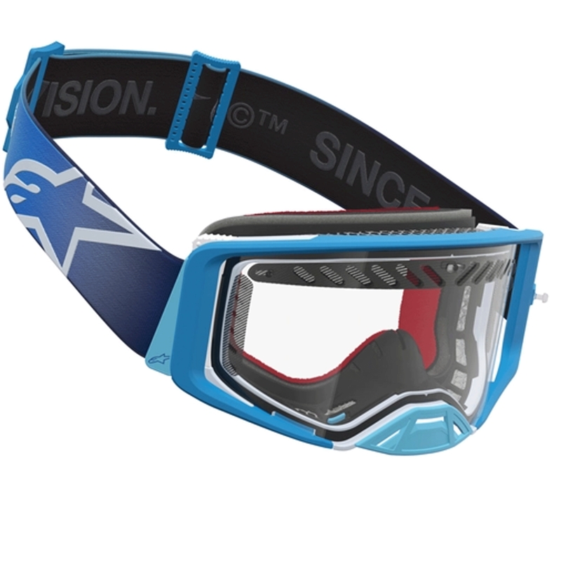 Γυαλιά motocross Alpinestars Supertech Dura Air Fluid μπλε-ασημί με διαφανές πλεξιγκλάς