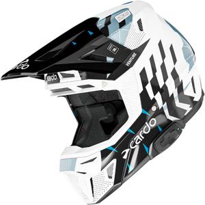 Κράνος Motocross με ενδοεπικοινωνία Cardo Venture λευκό-μαύρο-μπλε