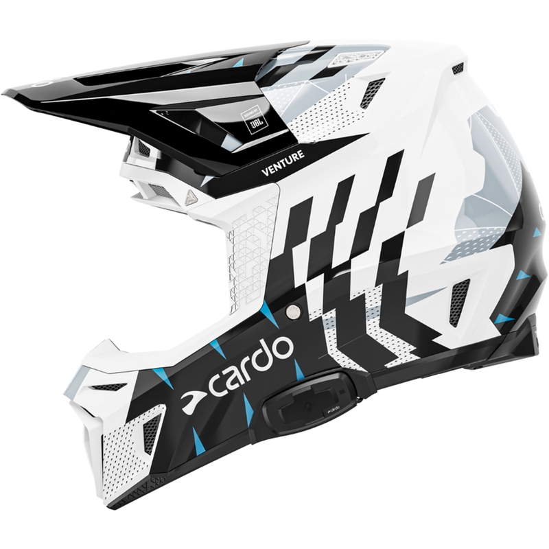 Κράνος Motocross με ενδοεπικοινωνία Cardo Venture λευκό-μαύρο-μπλε