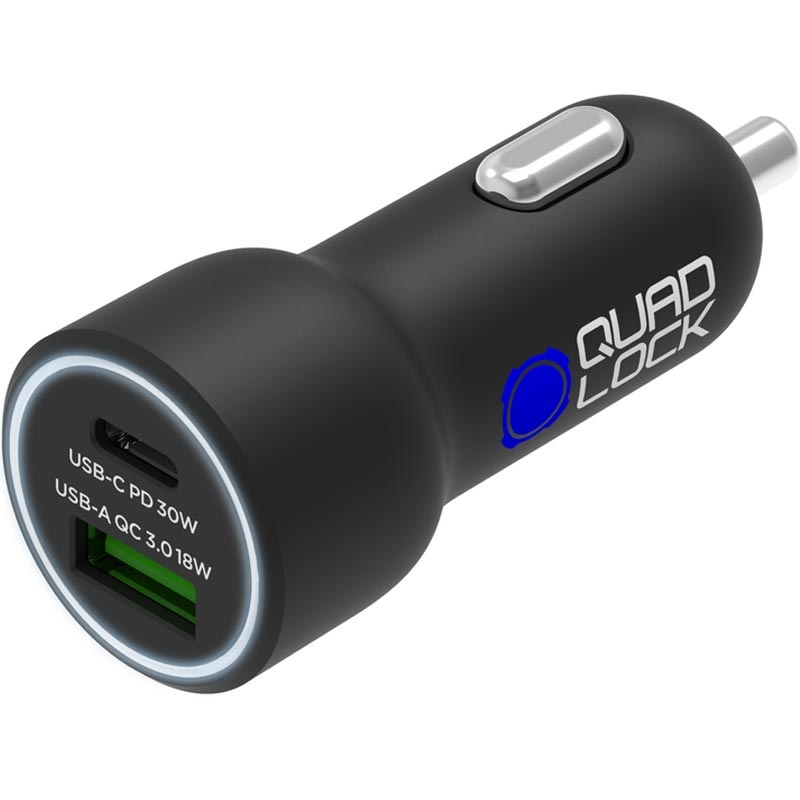 Φορτιστής Αυτοκινήτου Quad Lock® 48W USB-C PD + USB-A QC 3.0 Μαύρος