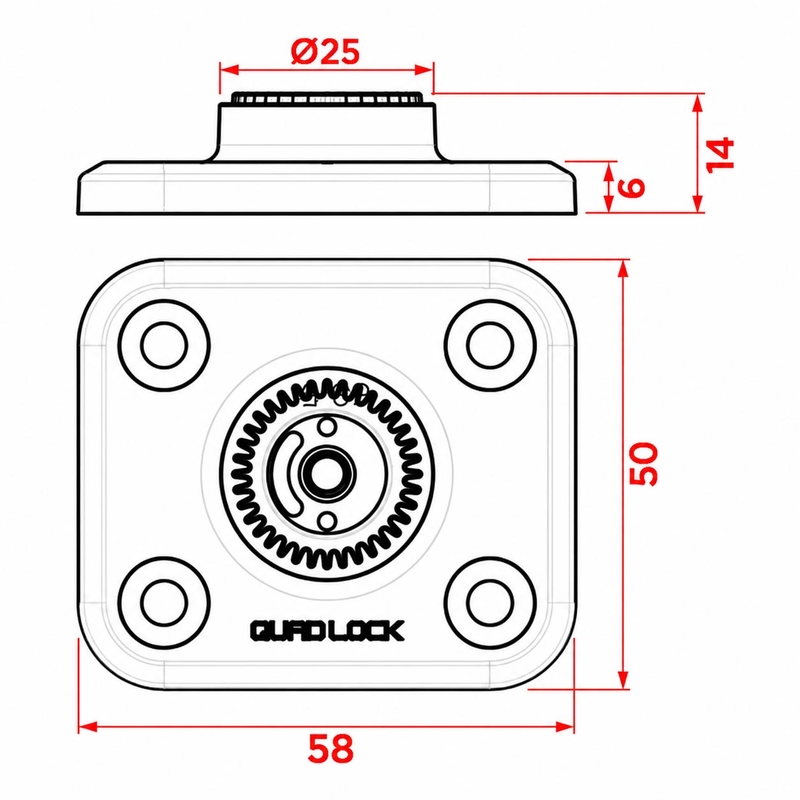 Επίπεδη βάση Quad Lock® 360 μαύρη