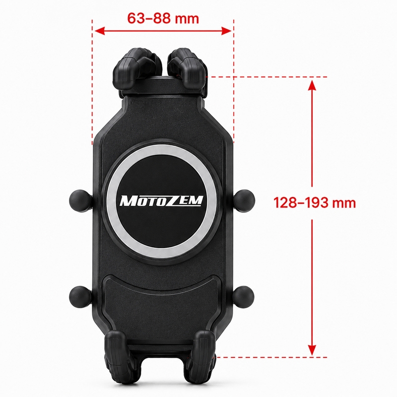 Αντικραδασμική βάση MotoZem Claw PRO με ασύρματο φορτιστή και υποδοχή USB-C σε μαύρο χρώμα