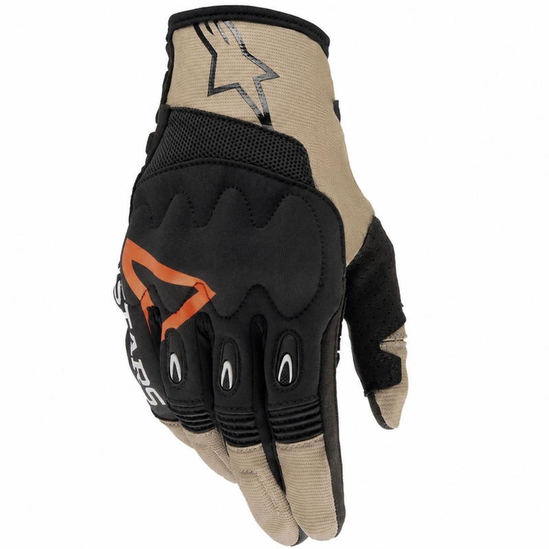 Alpinestars Techdura γάντια motocross μαύρο-καφέ-φλούο κόκκινο