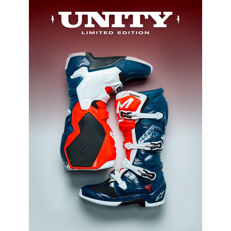 Μπότες motocross Alpinestars TECH 7 UNITY κόκκινο-λευκό-μπλε