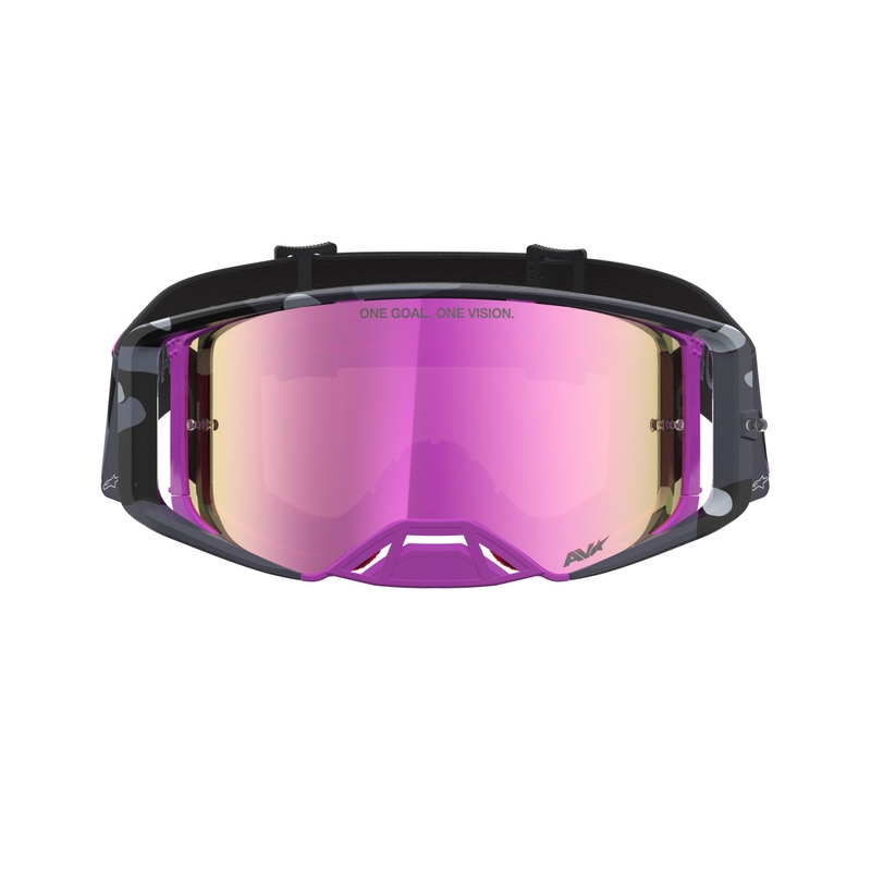 Γυαλιά motocross Alpinestars Supertech Lone μωβ παραλλαγής με ροζ πλεξιγκλάς καθρέφτη
