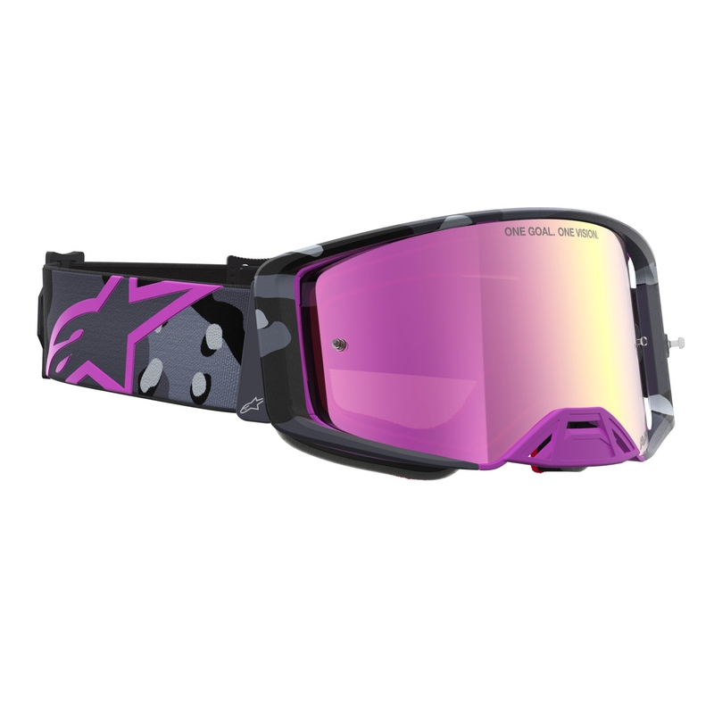 Γυαλιά motocross Alpinestars Supertech Lone μωβ παραλλαγής με ροζ πλεξιγκλάς καθρέφτη